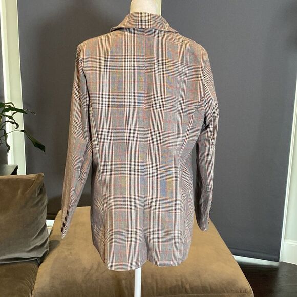 Women’s Oversized Casual Notched Lapel Jacket One Button Plaid Size M NWT - Picture 3 of 10